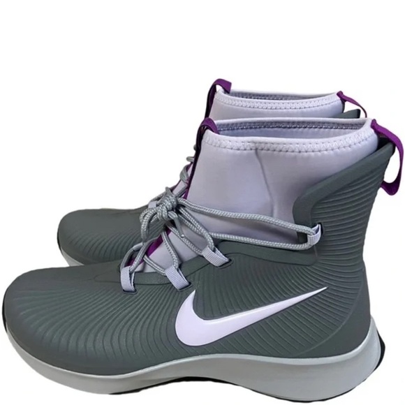 Nike Binzie Rain Boots Shoes GS Smoke Grey Violet Frost BQ5380 003 New - Picture 3 of 7